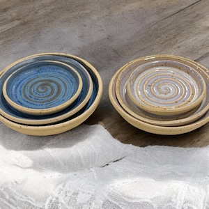 Handmade Ceramic Nesting Dishes – Boho Ring Dish, Trinket Bowl