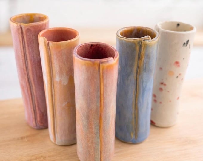 Ceramic flower stem vase, handmade pottery, colourful vases, unique pottery gifts, Ikebana flower arranging