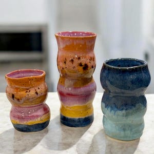 Ceramic Flower Stem Vase Handmade Pottery Colourful Vases Unique Pottery Gifts Ikebana Flower Arranging Spring Decor