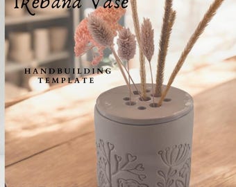 Pottery Template - flower frog vase: Hand Building DIY (PDF Pattern) / Slab building downloadable