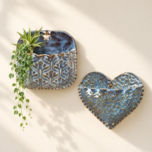 Ceramic Wall Pocket Planter for succulents or air plants, Wall Hanging Vase, Cute Handmade Gifts, Boho Home Decor, Unique Pottery Gifts