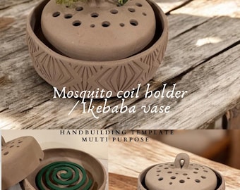 Pottery Template: DIY Mosquito Coil Holder/Ikebana Vase (PDF Instructions) / Slab building downloadable