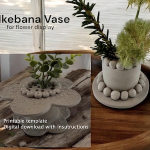 Ikebana Vase for flower display building template, ceramic templates slab, easy DYI pottery template, printable pottery template, 2 designs