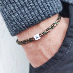 Surfbalance Pulsera fina con cuenta de letras, paracord, minimalista, cuerda de vela, regalo, pulsera de amistad