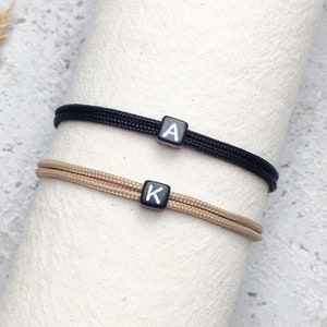 Surfbalance conjunto de 2 pulseras finas para parejas con cuentas de letras, paracord, minimalista, cuerda de vela, regalo, pulsera de la amistad
