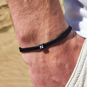 Pulsera fina Surfbalance con cuentas de letras, paracord, minimalista, cuerda de navegación, regalo, pulsera de la amistad