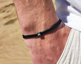 Bransoletka Surfbalance Fine z koralikiem w kształcie litery, paracord, minimalistyczna, lina żeglarska, prezent, bransoletka przyjaźni