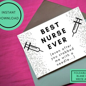 Best Nurse Ever Nurse Card - INSTANT DOWNLOAD PRINTABLE - Digital Paper Stationery Paper Greeting Card for Nurse Thank You Card for Nurse