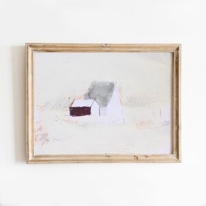 Paesaggio invernale, regalo originale con tecnica mista, guazzo e pastello a olio, illustrazione di Natale e Capodanno, arte conveniente, casa minimalista
