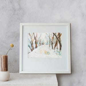 Paesaggio invernale / Regalo originale con tecniche miste / Olio, acquerello e matite colorate / Illustrazione di Natale e Capodanno / Arte conveniente