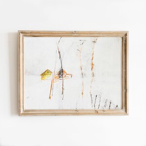 Paesaggio invernale innevato, arte originale con tecniche miste, illustrazione natalizia a guazzo e pastello a olio, idea regalo per la casa, vita di campagna, astratto