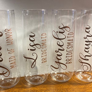 Cadeau nuptiale - Flûte à champagne en plastique personnalisée de 9 oz - demoiselle d'honneur, demoiselle d'honneur, fête de mariage, anniversaire, événements, etc. tasse