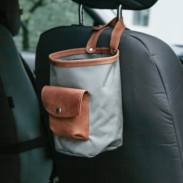 Auto-Müllsack,Auto-Mülleimer,Leder-Autozubehör,Leder-Auto-Organizer,Leder-Mülleimer,Auto-Müllsack,Mülleimer für Auto