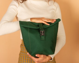 Bolsa de almuerzo de lona encerada, bolsa de merienda de lona, bolsa de almuerzo aislada para mujeres, bolsa de almuerzo hecha a mano, fiambrera de lona, bolsa de comida, bolsa de fiambrera