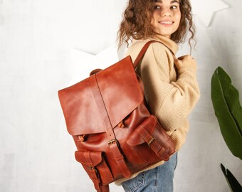 Laptop Backpack,Minimalist Backpack,Travel backpack,Leather Backpack Women,Leather Rucksack,Backpack women,Personalized gift