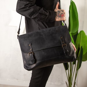 Leder Umhängetasche Herren, Schwarze Umhängetasche Herren, Umhängetasche Herren, Große Schultertasche für Herren, Herren Schultertasche Ledertasche