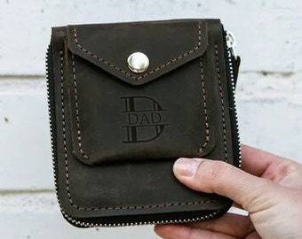 Carteras plegables con cremallera, regalos de billetera para papá, billetera plegable para papá, billetera con monedero, billetera grabada para hombres, regalos para el día del padre a granel