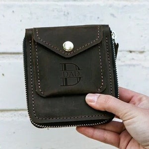 Brieftasche mit Reißverschluss, Brieftasche mit Reißverschluss für Papa, Brieftasche mit Münzfach, Brieftasche mit Gravur für Männer, Vatertagsgeschenke lose