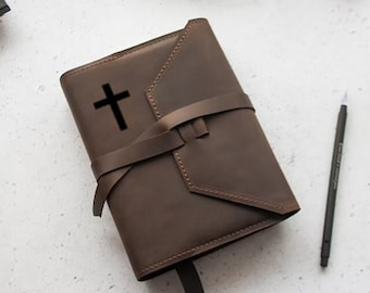 Wrapped leather bible cover,Scripture cover,Handmade bible cover,Custom bible cover