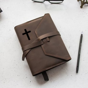 Wrapped leather bible cover,Scripture cover,Handmade bible cover,Custom bible cover