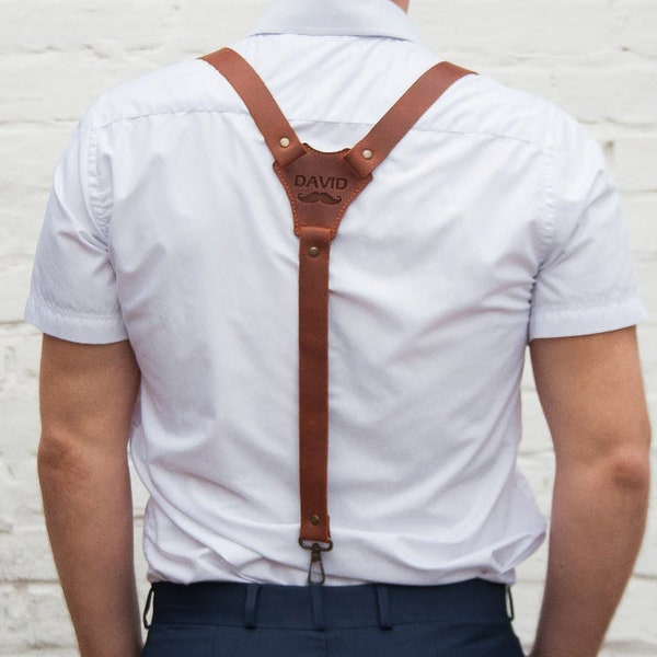 Personalized leather suspenders,Men suspenders leather,Men brown suspenders,Leather suspenders for groomsmen,Handmade leather suspenders