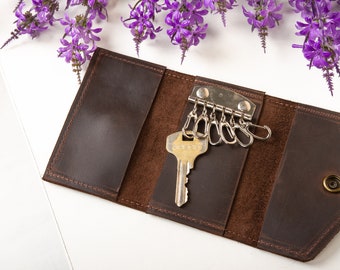 Porte-porte-clés en cuir, organisateur de portefeuille de clés, cuir organisateur de clés, portefeuille de clés personnalisé, porte-clés en cuir, porte-clés en cuir