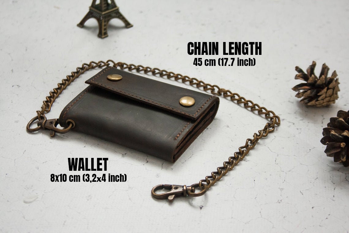 Leather Biker Wallet Chain Handmade Leather Wallet Mens Bifold Wallet Gift  293