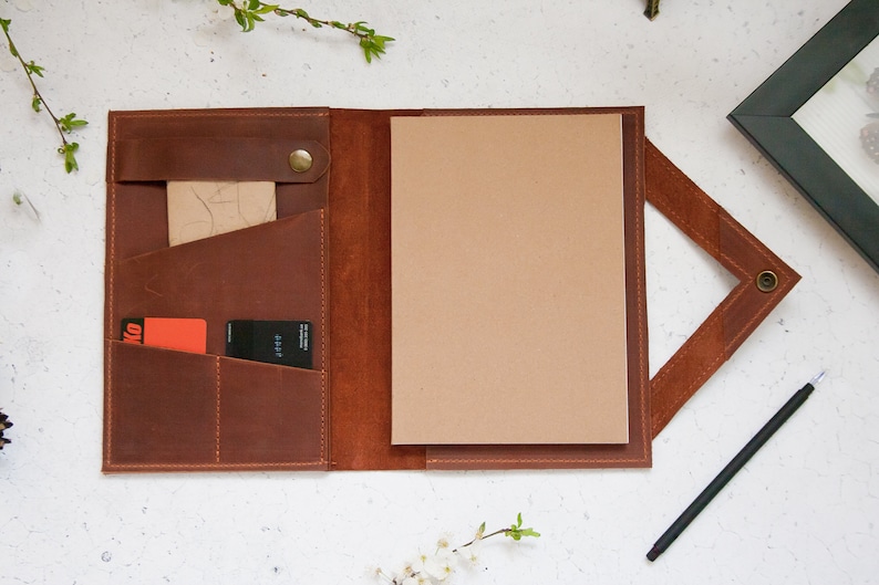 Funda de cuero para diario recargable, Funda de cuero para cuaderno recargable, Funda de cuero A5, Funda para cuaderno de viajero estándar, Funda para agenda A5 imagen 3