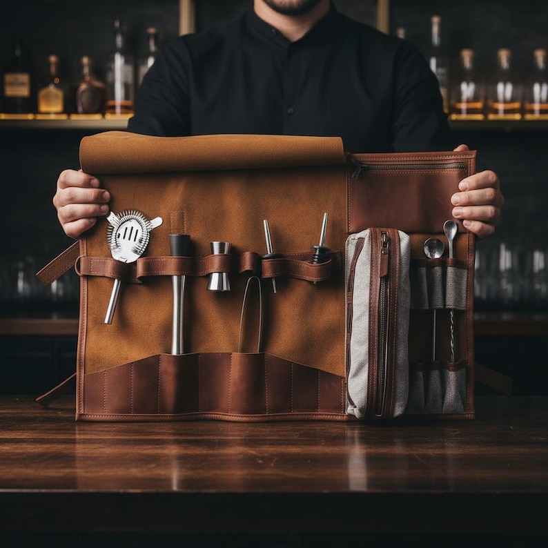 Bar Tools Case Bartender Roll Bag, Bar Tool Organizer, Cocktail Kit Bag, Barware ...