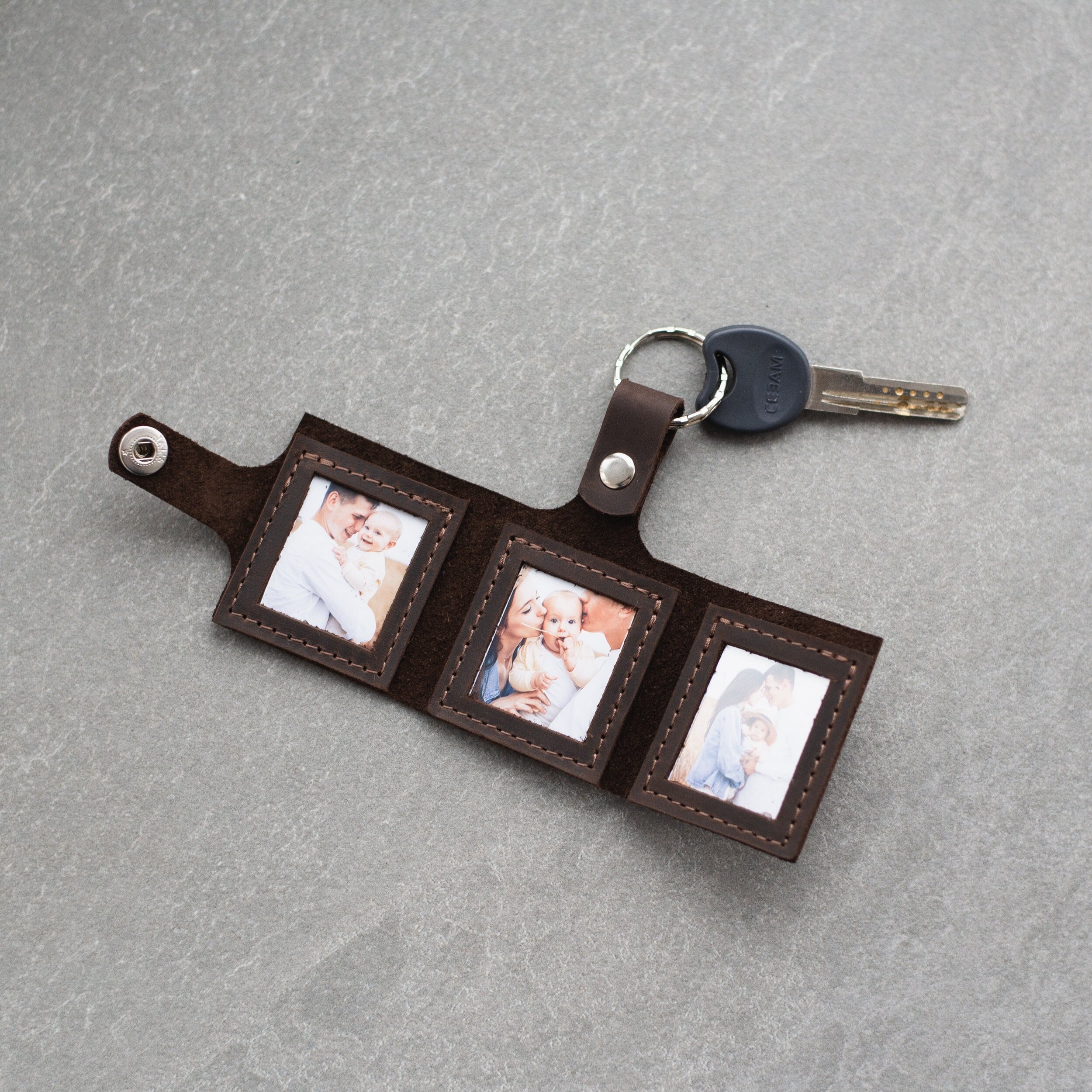Leather Keychain With Photo, Photo Book Keychain, Gift for Husband