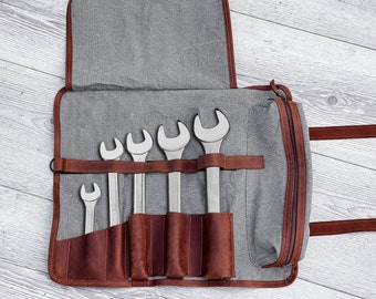 Rollo de herramientas de cuero de lona, Bolsa de rollo de herramientas, Organizador de bolsas de herramientas, Organizador de llaves, Bolsa de herramientas personalizada, Rollo de herramientas de lona, Bolsa de herramientas enrollable, Envoltura de herramientas