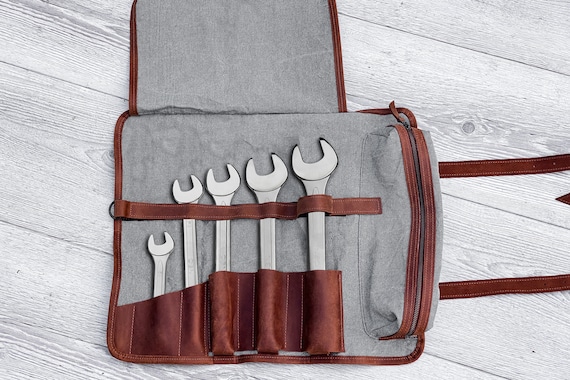 Canvas Leather Tool Roll,tool Roll Bag,tool Bag Organizer,wrench