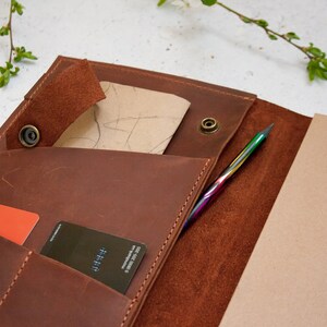 Funda de cuero para diario recargable, Funda de cuero para cuaderno recargable, Funda de cuero A5, Funda para cuaderno de viajero estándar, Funda para agenda A5 imagen 10