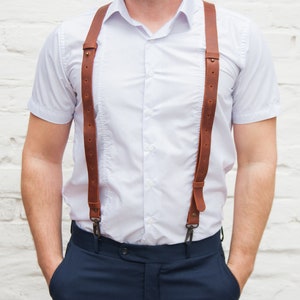 Personalized Leather Suspenders,men Suspenders Leather,men Brown ...
