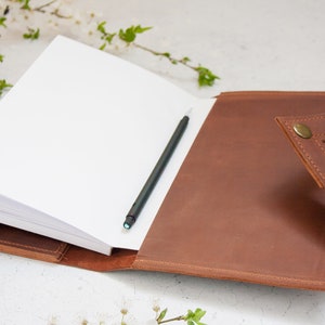Funda de cuero para diario recargable, Funda de cuero para cuaderno recargable, Funda de cuero A5, Funda para cuaderno de viajero estándar, Funda para agenda A5 imagen 9
