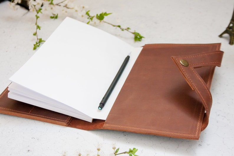Funda de cuero para diario recargable, Funda de cuero para cuaderno recargable, Funda de cuero A5, Funda para cuaderno de viajero estándar, Funda para agenda A5 imagen 9