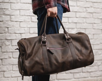 Sac de voyage en cuir avec compartiment à chaussures, Grand sac de voyage, Sac de voyage pour homme personnalisé, Sacs de voyage faits main, Sac de voyage personnalisé pour homme