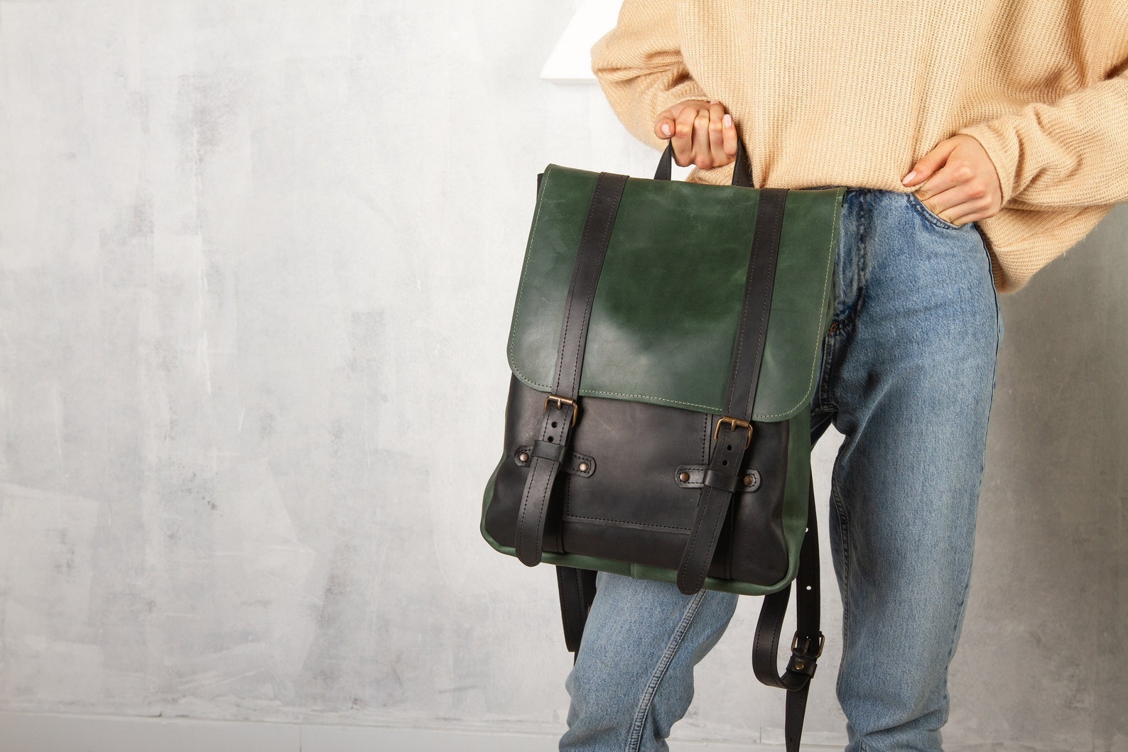 Green Womens Backpacklaptop Backpack Womenlaptop Etsy