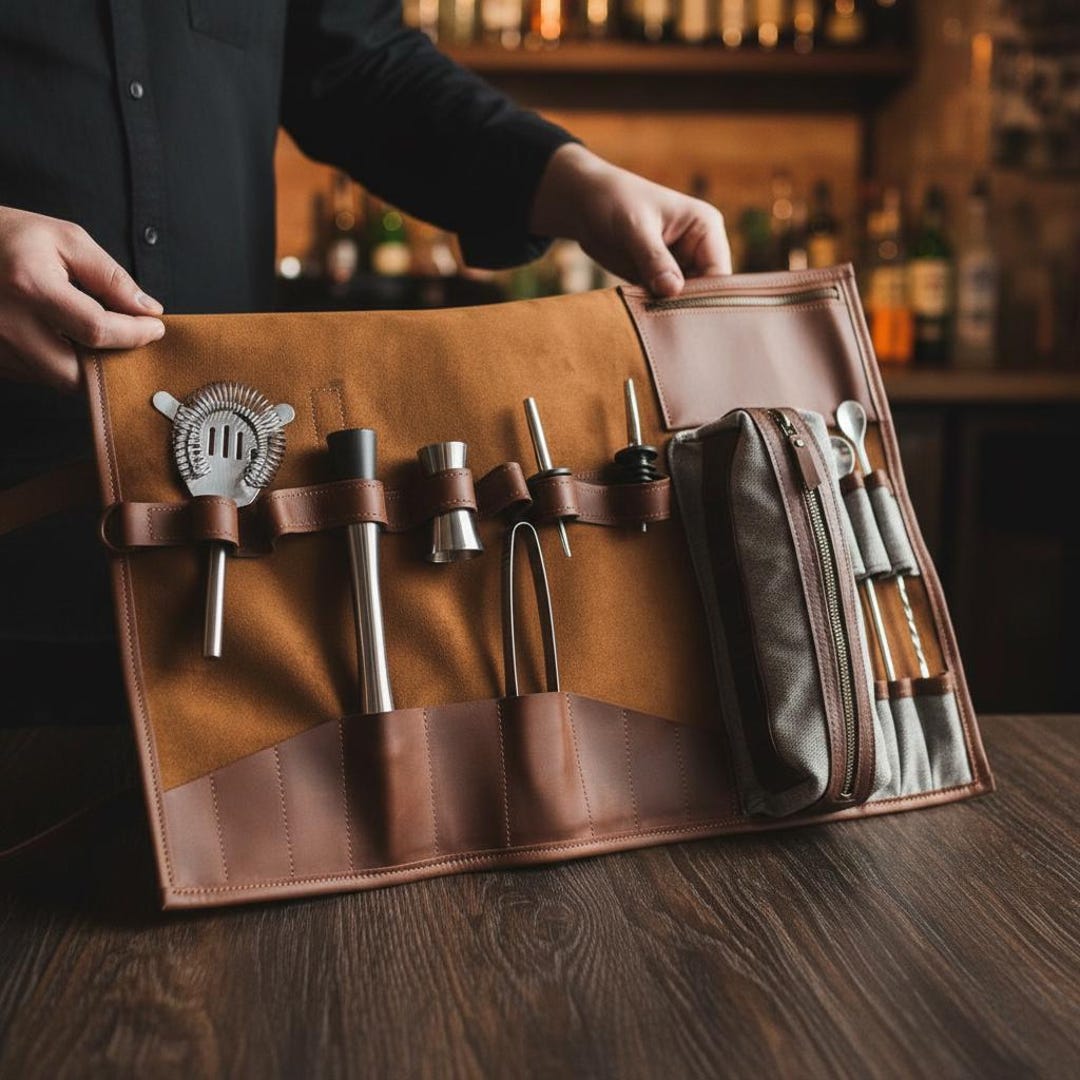 Bar Tools Case Bartender Roll Bag, Bar Tool Organizer, Cocktail Kit Bag, Barware ...