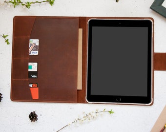 IPad Mini 6 Leather Case - With Pencil Holder - Thin Black Genuine