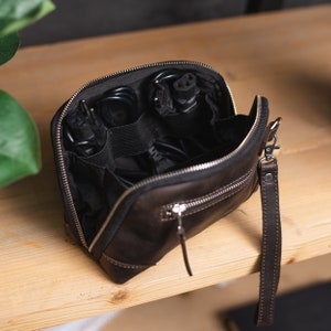 Estuche para cargadores de viaje, Estuche grande para dispositivos tecnológicos, Organizador de cargadores de cuero, Bolsa organizadora de cables de viaje, Organizador de dispositivos electrónicos para viajes