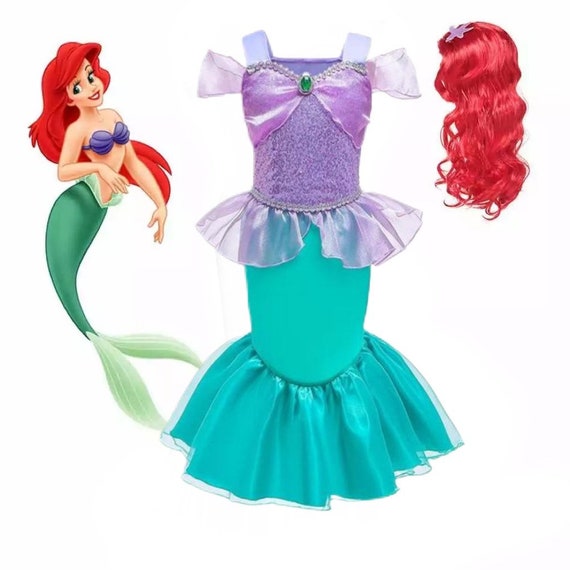 The Little Mermaid Ariel Princess Dress Costume Set, Birthday Party Dress For Girls, Dress Up, Birthday Gift