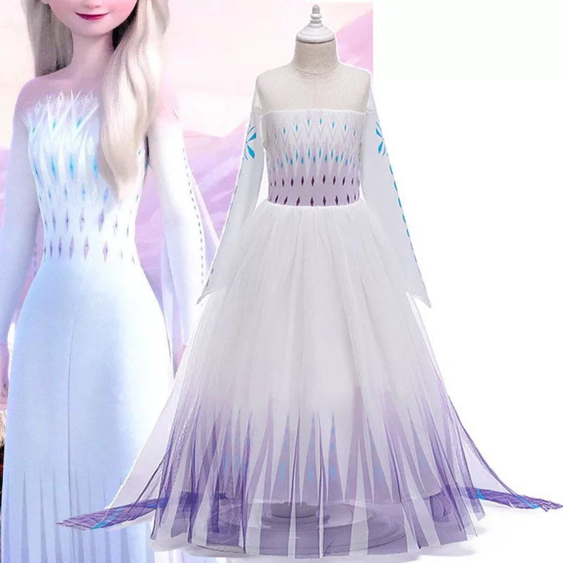 Purple Frozen 2 Princess Snow Elsa Dress Costume Set For Girls Etsy