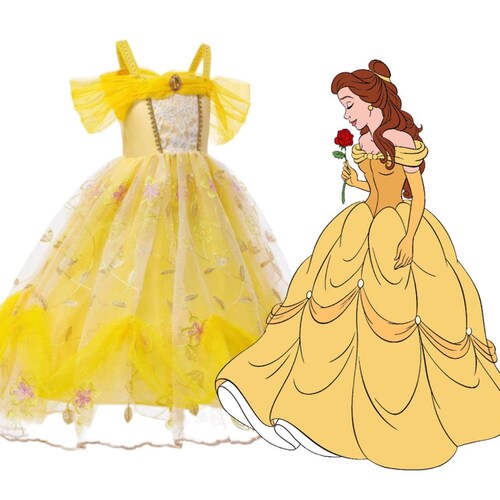 Child Beauty The Beast Dress Princess Belle Costume Etsy Ireland