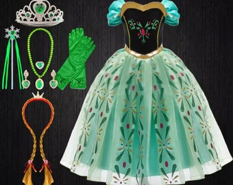 anna frozen dress green