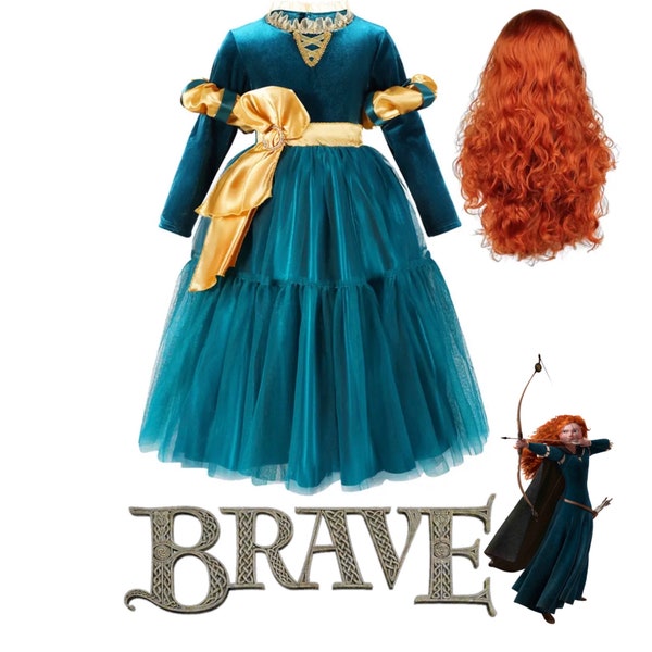2023 inspirado Valiente Mérida disfraz de Halloween para niña, vestido de princesa, hecho a mano, regalo de cumpleaños