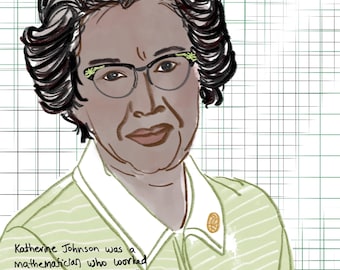 Katherine Johnson Art Print, Hidden Figures, Women in STEM
