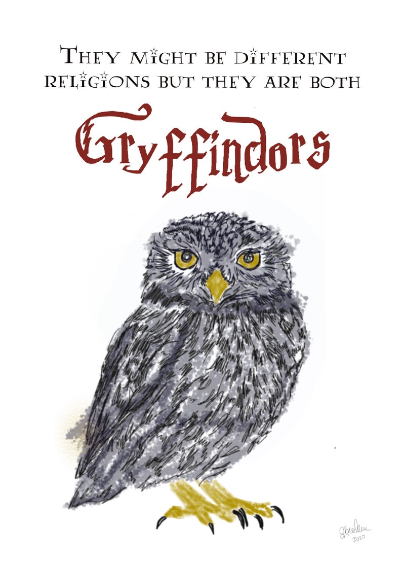 Harry Potter houses digital art Interfaith wedding or anniversary card funny
