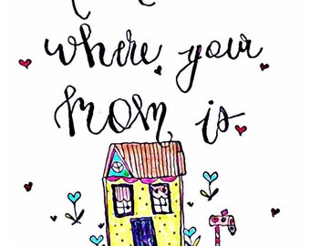 Home is Where Mom is Art Print, Mother's Day Gift, Cottagecore Decor