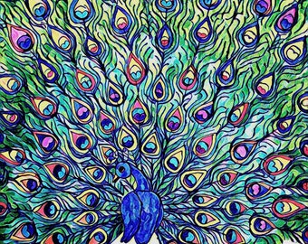 You.Be.You Peacock- digital drawing, diversity wall decor,  LGBTQ postcard